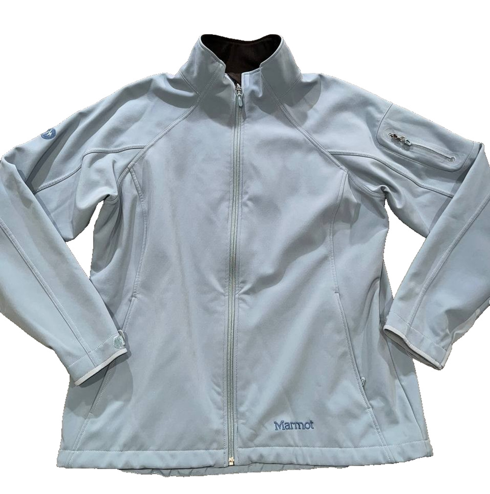 Marmot Jacket Womens X-Large Blue Softshell Full Zip Fleece Lined Hiking A011152